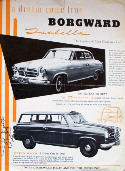 Borgward Isabella Modelprogram 1958 "A dream come true" Carbrochure (9865)